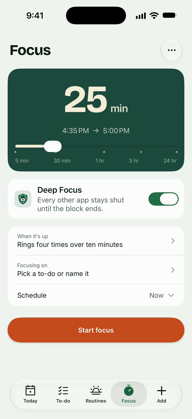 A focus block running in Unmiss
